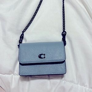 Blue and Black Coach Half Flap Card Case